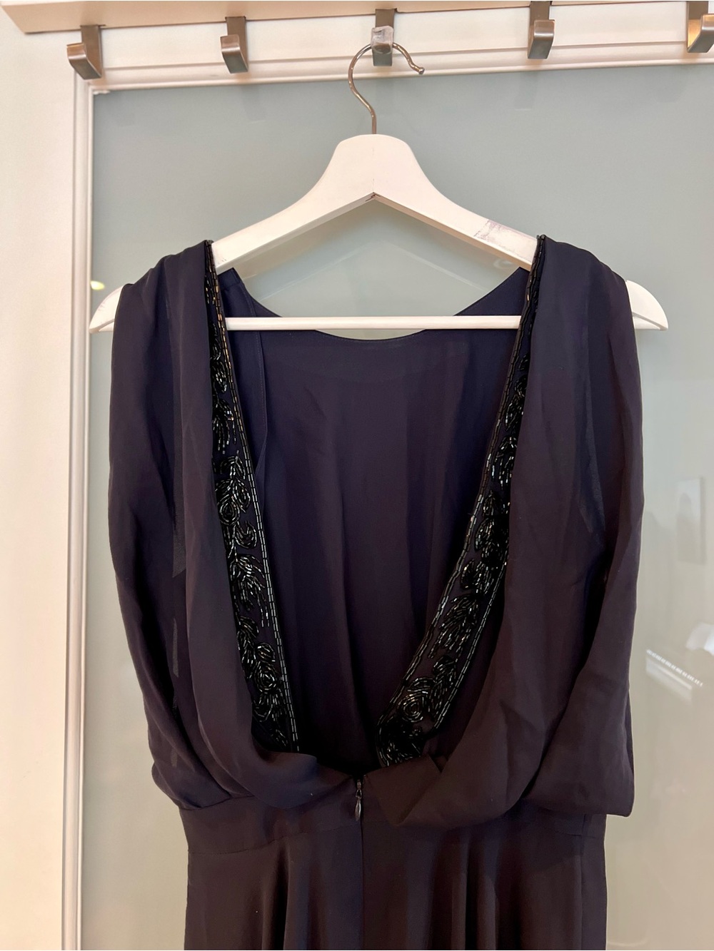 Club Monaco Navy Beaded Midi Dress